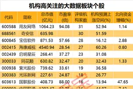 大数据产业发展行动纲领出台，机构重点关注的概念股来了，15股上涨空间逾50%（附股）图片
