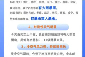 警惕！湖北暴雨大风冰雹来袭图片