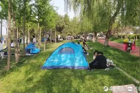 疫情下露营成休闲度假“顶流”！济南“帐篷大军”扎堆绿地河边图片