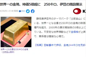日本一主题公园展出世界最大金块：重500斤 价值超1亿元图片