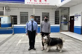 走丢的狗狗跑到派出所，接到“报警求助”后民警发微信朋友圈找来主人图片