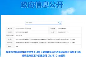 ​泉州市住房和城乡建设局关于印发《房屋建筑与市政基础设施工程施工招投标评定分离工作实施意见（试行）》的通知图片
