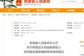 安徽省政府办公厅印发重要意见：持续加大财政教育投入图片