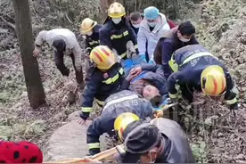惊险！货车行驶途中侧翻冲下山坡，热心村民协同消防徒步爬山救援图片