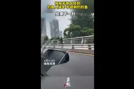 网友无意中拍到钓鱼人骑车，手提刚钓的鱼，结果下一秒……图片