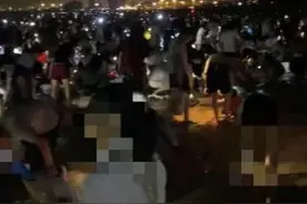 山东日照一沙滩涌现“捞面条鱼大军”，市民：一小时捡了两三斤图片