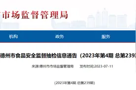 山东省德州市市场监督管理局发布2023年第4期食品安全监督抽检信息图片