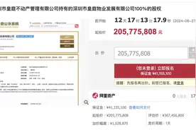 起拍价约2.06亿元，深圳一老牌房企拍卖旗下物业公司全部股权图片