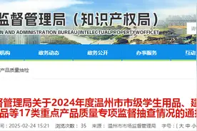 浙江省温州市市场监督管理局发布2024年度电工及安防产品抽查结果图片