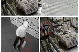 东营经济技术开发区某食品加工厂员工上演偷盗版“蚂蚁搬家”图片