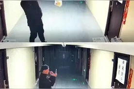 郑州一外卖员将外卖挂门上摆拍照片后拎走，顾客：查监控笑出了声图片
