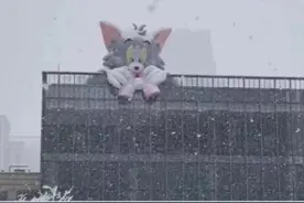 南昌遭遇32年来最大降雪，一商场楼顶“汤姆和杰瑞”被压塌图片