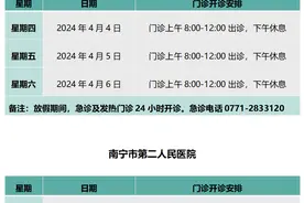清明假期南宁市各医院门诊急诊安排来了→图片