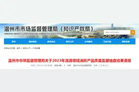 浙江省温州市通报2023年流通领域消防产品质量监督抽查结果图片