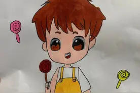 绘画：棒棒糖男孩｜烟台中小学生“才艺秀”作品选登图片