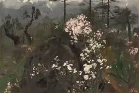 油画里看中国写意！无锡博物院所藏吴冠中油画作品《杜鹃与雪山》展出图片