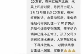 河南10岁男孩被烟花炸伤离世 ，当地回应！称事发地已禁放图片