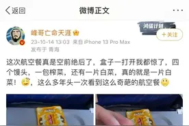 飞机餐发4个馒头1片白菜？南航回应了→图片