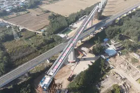 石衡沧港城际铁路全线跨高铁最长单线连续梁转体成功图片