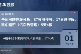 午间涨跌停股分析：37只涨停股、17只跌停股，凯中精密（汽车热管理）5天4板视频封面
