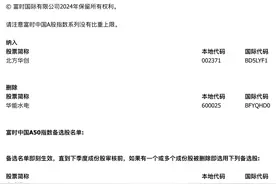 富时罗素5个指数样本调整：北方华创被纳入富时中国A50，这些股也入选图片