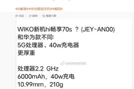 WIKO 新机“JEY-AN00”曝光图片