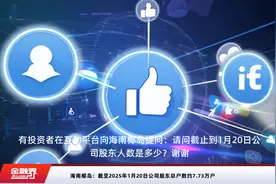 海南椰岛：截至2025年1月20日公司股东总户数约7.73万户视频封面