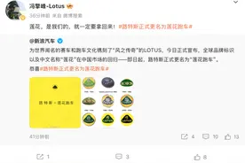 路特斯正式更名为莲花跑车，CEO冯擎峰：是我们的，就一定要拿回来图片