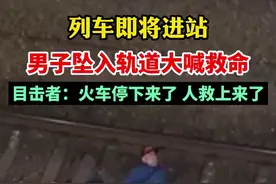列车即将进站男子坠入轨道大喊救命，目击者：火车停下来了 人救上来了图片