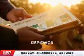 西典新能将于11月18日召开股东大会，共审议4项议案视频封面