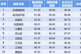 武汉城区传播形象7月榜：东湖高新区、武汉经开区和武昌区位列前三图片