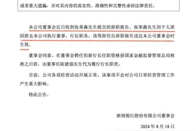 浙商银行突发大消息：行长张荣森辞职 董事长陆建强代为履职图片