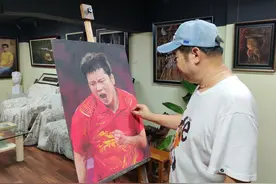 非物质文化遗产荆楚粉画传承人郝芳为奥运冠军画像图片