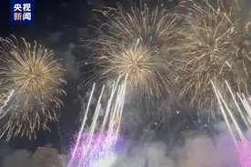 泰国曼谷湄南河畔上演盛大跨年烟花秀图片
