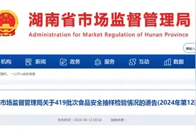 湖南省市场监督管理局关于419批次食品安全抽样检验情况的通告(2024年第12期)图片