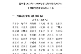 名单公布！昆明这些学生拟获评三好学生和优秀学生干部图片