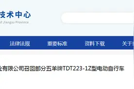 无锡新迪新能源车业有限公司召回部分五羊牌TDT223-1Z型电动自行车图片