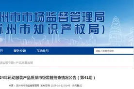 江苏省苏州市市场监督管理局发布2024年运动服装产品质量市级监督抽查情况（第41期）图片