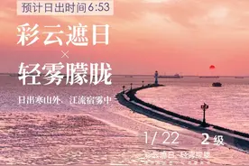【吴淞口日出指数】1月21日2级 彩云遮日×轻雾朦胧图片
