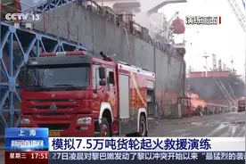 无人机、消防船齐上阵 上海开展7.5万吨货轮起火救援演练图片