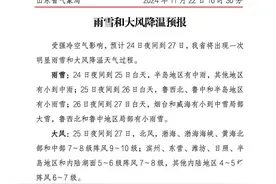 局部大雪+10℃降温+10级阵风！山东24日夜间起将出现明显雨雪和大风降温天气图片
