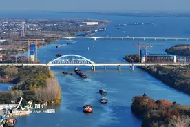 江苏扬州：京杭大运河冬季运输忙图片