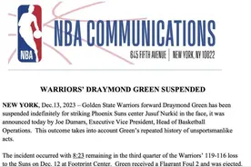 NBA官方：将无限期禁赛德雷蒙德·格林图片