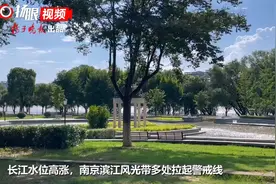 视频 |  长江水位高涨，南京滨江风光带多处拉起警戒线图片