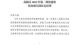 长春高新区2023年第二期普惠性民办幼儿园认定结果图片