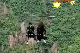 网友晒出两名女子玩高空荡秋千，尖叫声响彻山谷图片