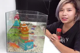 DIY 巴克球做成城堡放进金鱼缸，手也太巧了视频封面