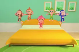 五只小猴子床上跳 #英语启蒙儿歌 #儿歌 #儿童动画视频封面