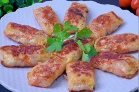 今天做了家人爱吃的虎皮萝卜丝肉卷，外酥里嫩鲜香入味，真香~视频封面