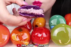 【Jane】吃播助眠 甜豆饼糖葫芦&马卡龙糖葫芦，嘎嘣脆！视频封面